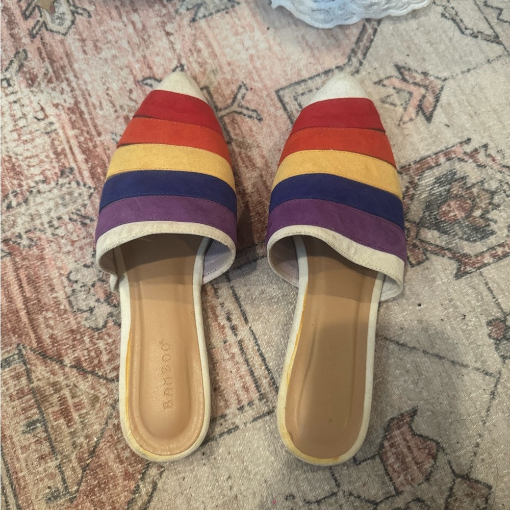 BAMBOO Multicolor Striped Mules